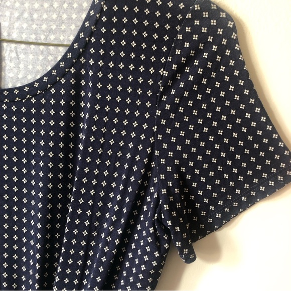 ❤️Weekend Max Mara Spagna Tie Front Patterned Short Sleeve Top Navy Size L - Picture 7 of 8